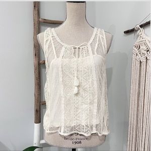 5/$25 AEO sheer overlay shirt Sz M